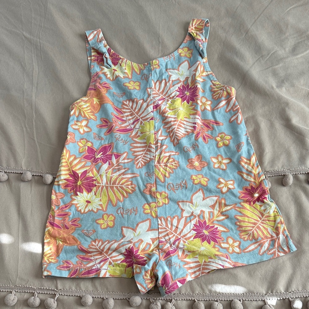 Roxy Tropical Print Romper - Blue and Yellow